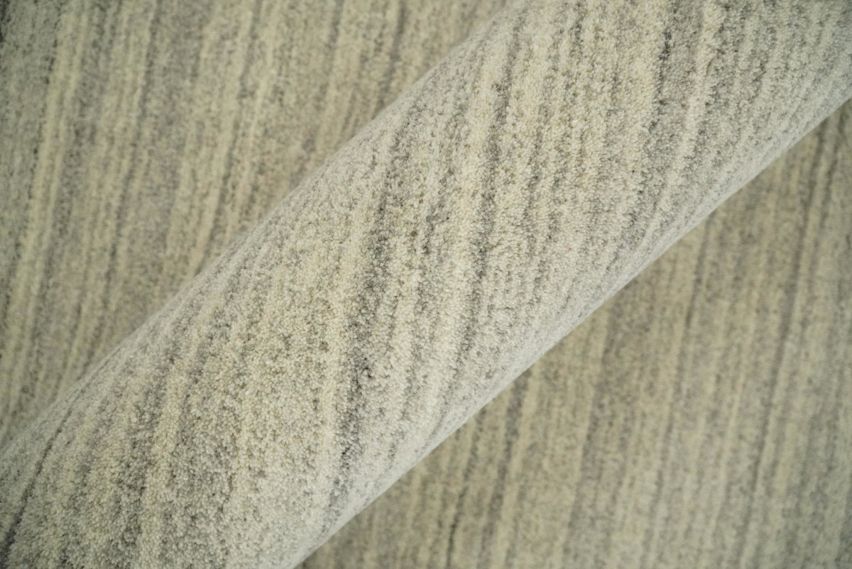 Custom Made Hand Tufted Solid Shaded Brown, Beige and Gray Area Rug.