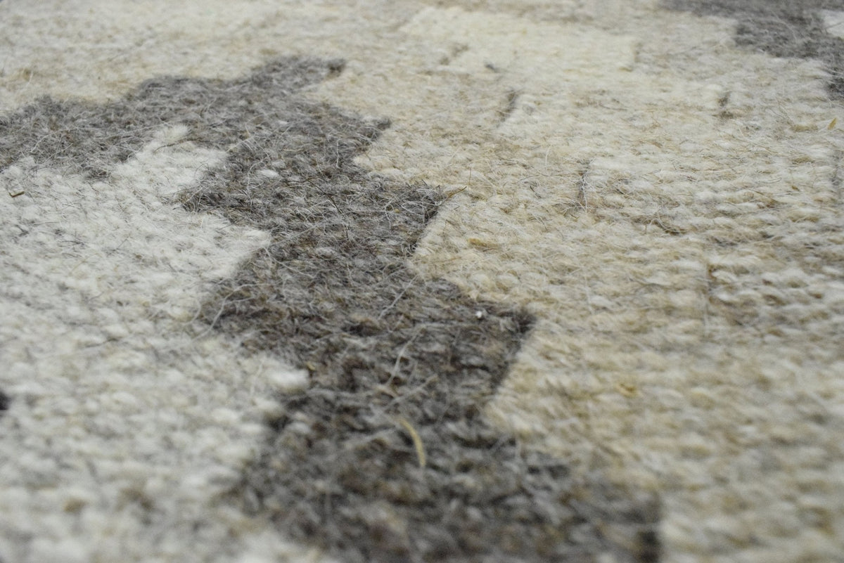 Dhurrie Beige Modern Tribal Pattern Wool Area Rug.