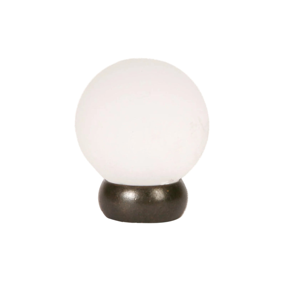 Round Lew's Hardware Oil Rubbed Bronze and Frosted Glass Cabinet Knob.