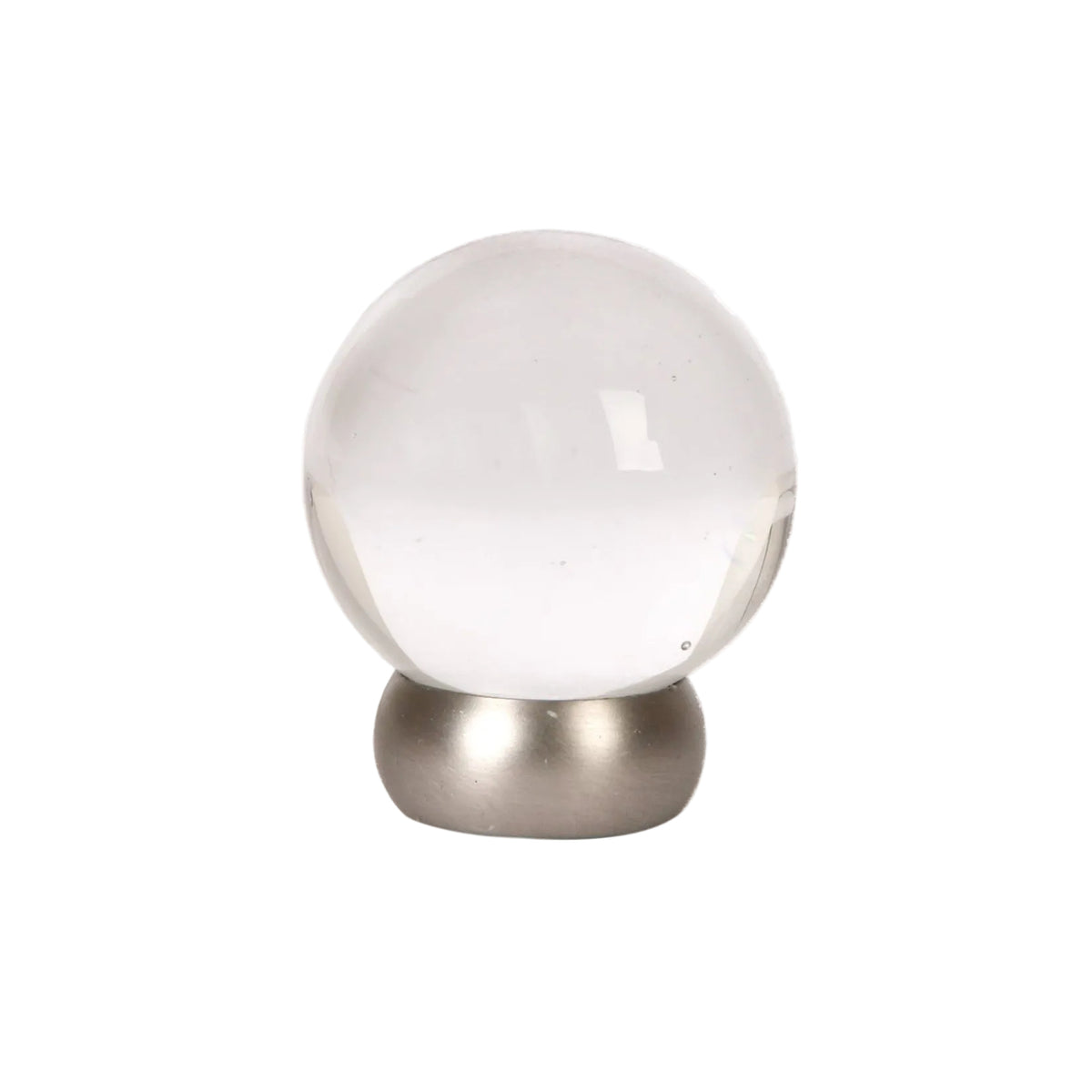 Round Lew's Hardware Nickel and Glass Cabinet Knob.