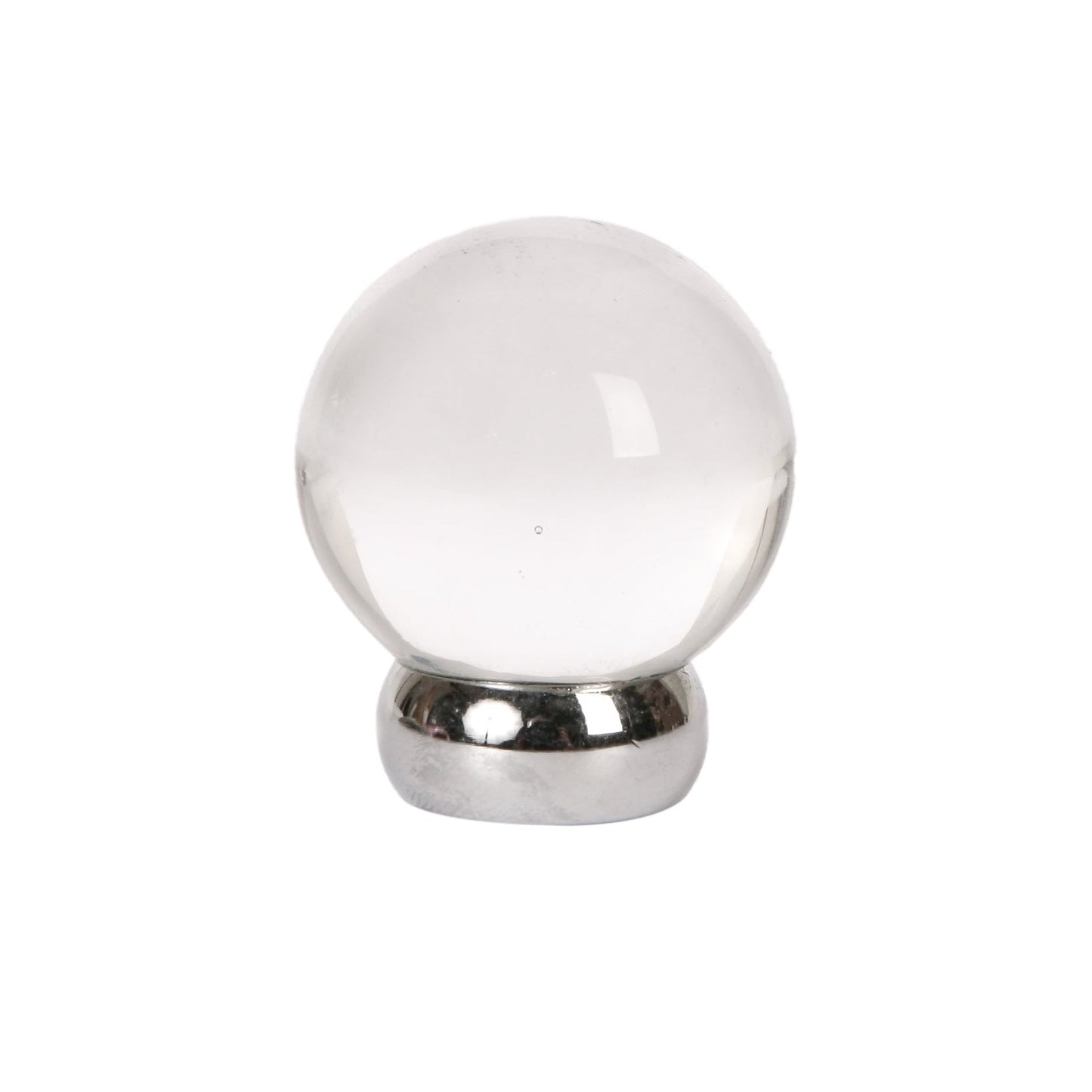 Round Lew's Hardware Chrome and Glass Cabinet Knob.