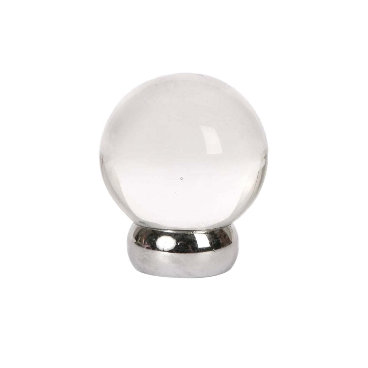 Round Lew's Hardware Chrome and Glass Cabinet Knob.