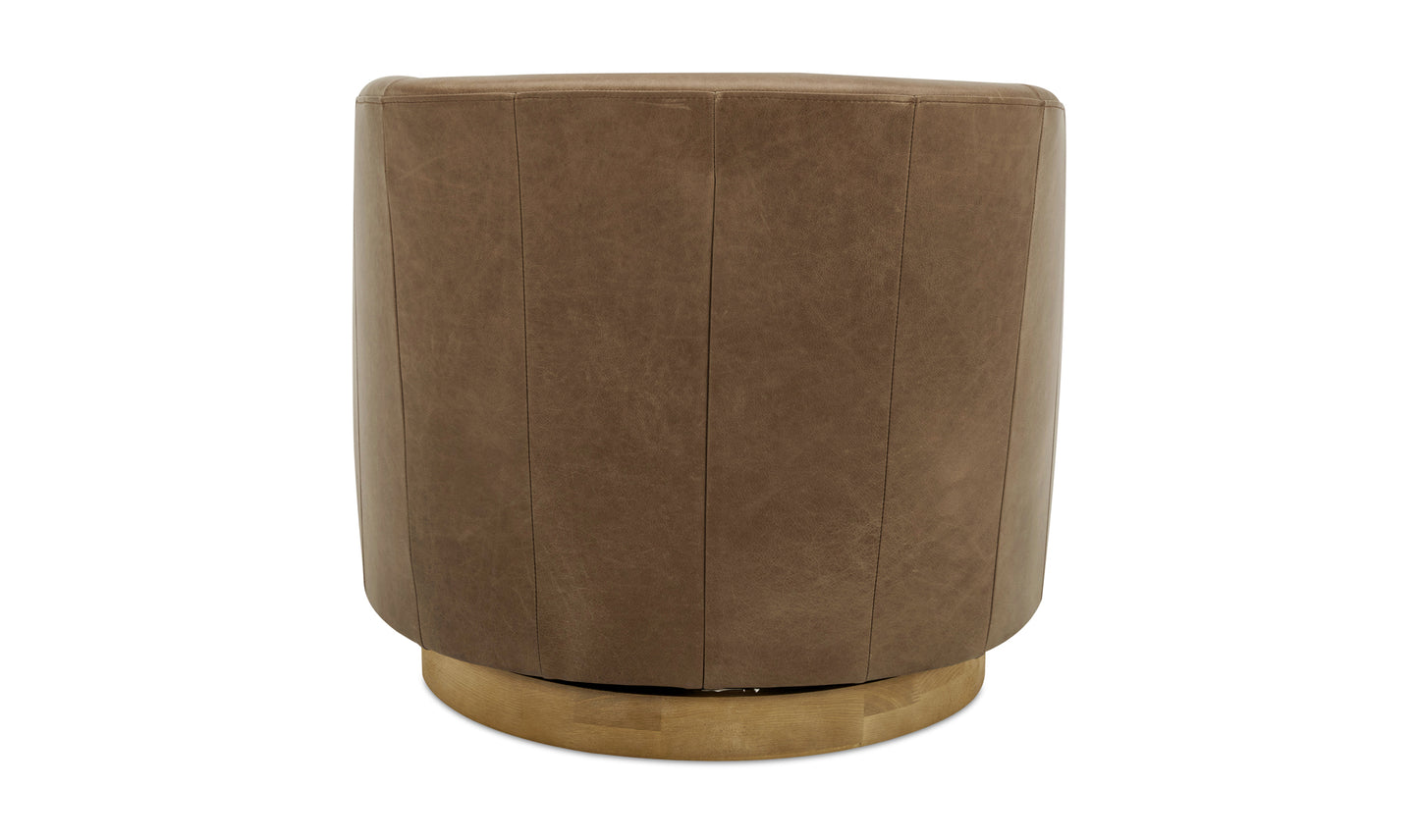 Oscy Leather Swivel Chair Tan.