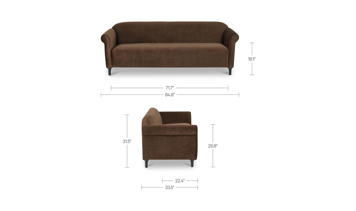 Harmony Sofa Dark Brown Faux Mohair.