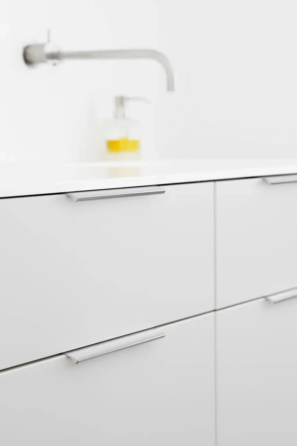 Bright Anodized "Edge Straight" Tab Drawer Pulls.