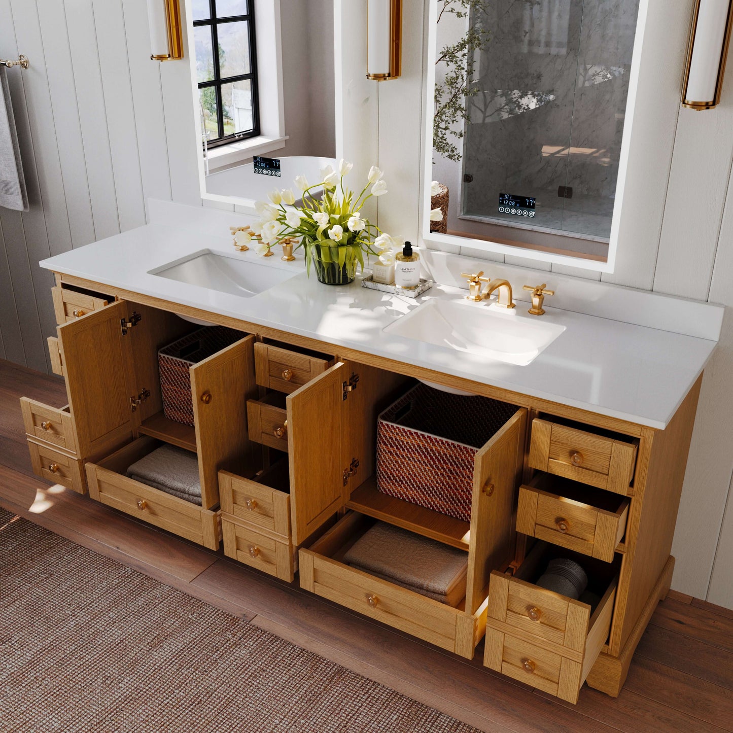 Audrey Bathroom Vanity in Sienna Finish.