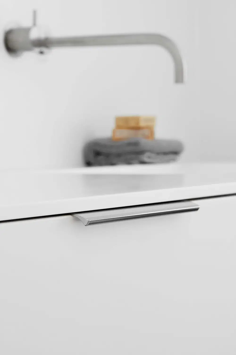 Polished Chrome "Edge Straight" Tab Drawer Pulls.