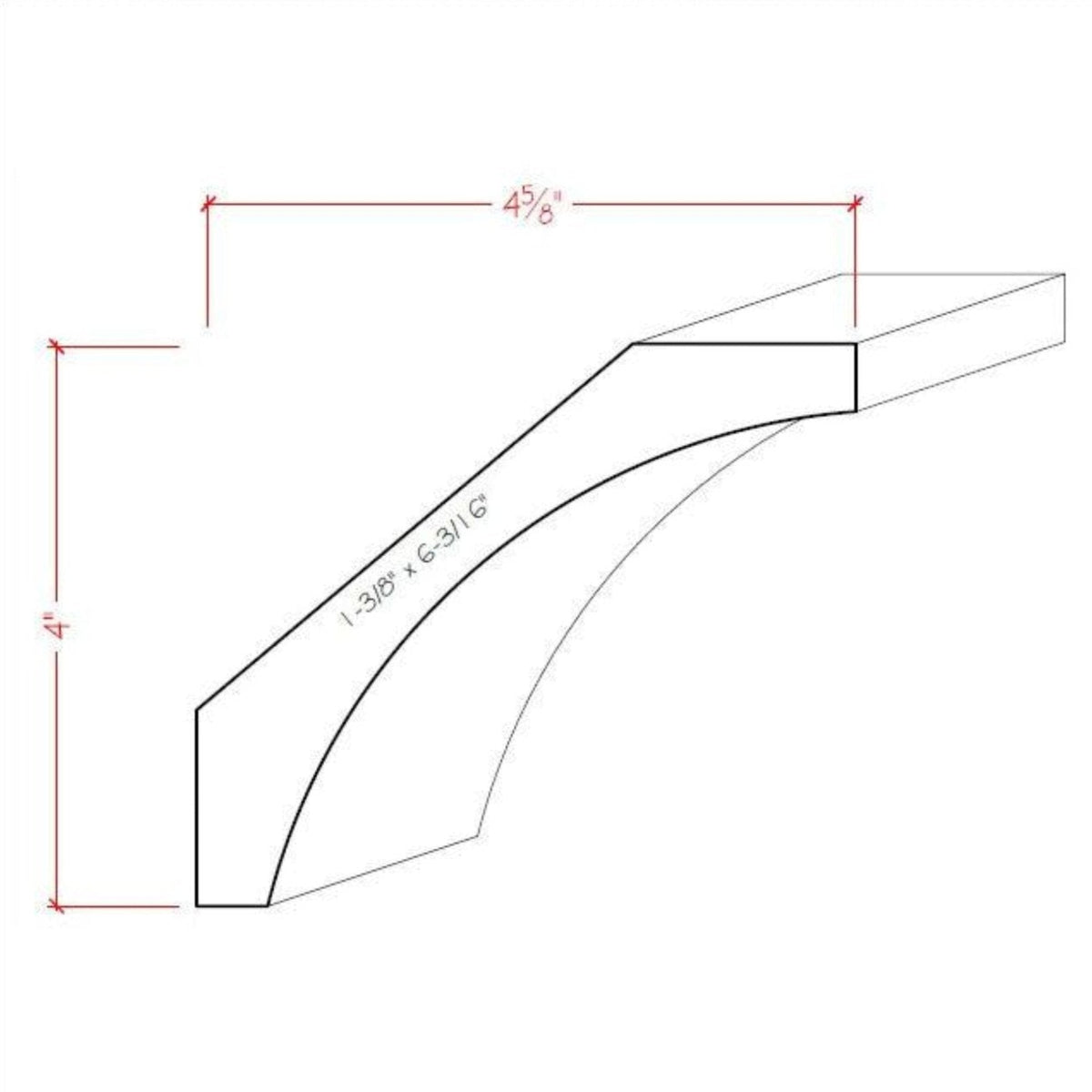 EWCR41 Cove Crown 1-3/8" x 6-3/16 Unfinished 4" High x 4-5/8" Deep.