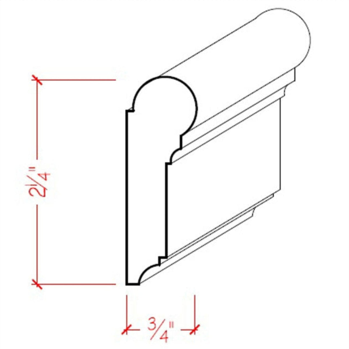 EWPC12 Picture Hanging Rail 2-1/4" Tall x 3/4" Moulding. Unfinished.