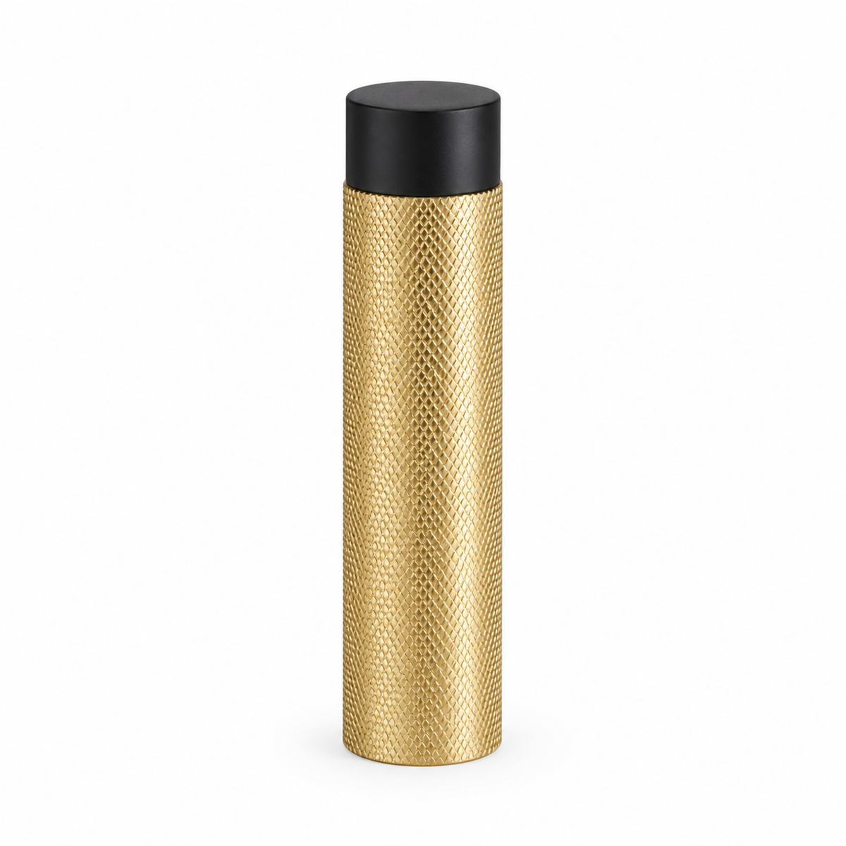 3" Wall-Mount Knurled Round Post Door Stop – Solid Brass, Residential Grade, Satin Brass (US4).
