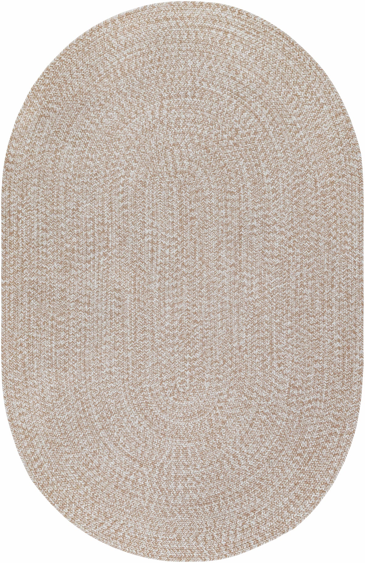 Cream Braided Faux Jute Outdoor Rug.