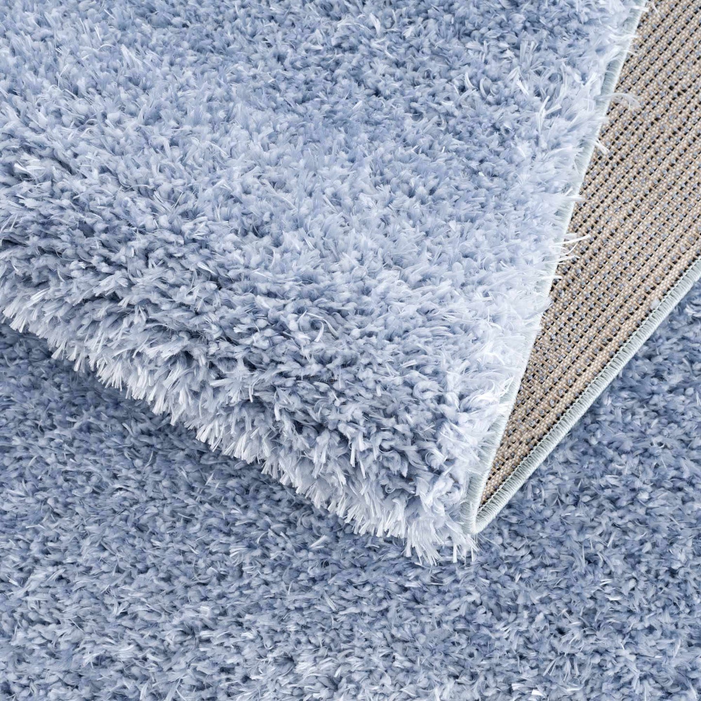 Faina Solid Aqua Shag Washable Area Rug - Clearance