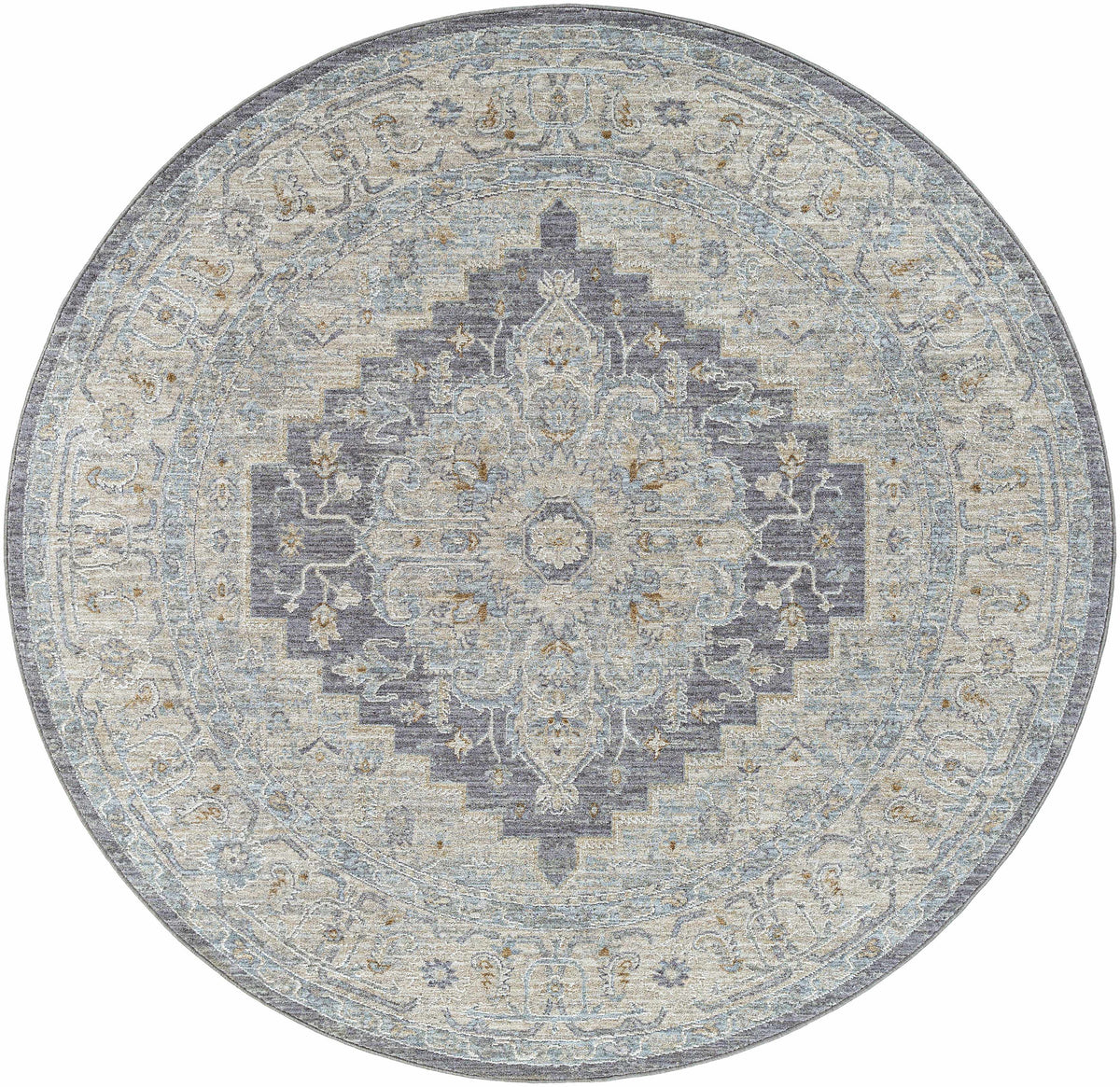 Sema Blue Medallion Thick Luxe Area Rug