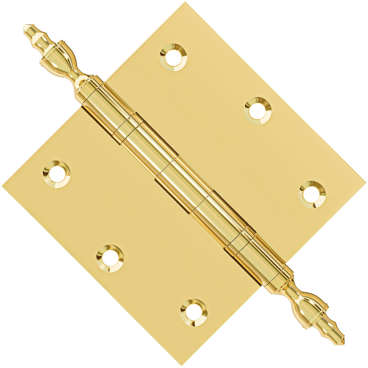 3.5 x 3.5 Inch Solid Brass Ball Bearing Door Hinge - Non Lacquered Polished Brass.