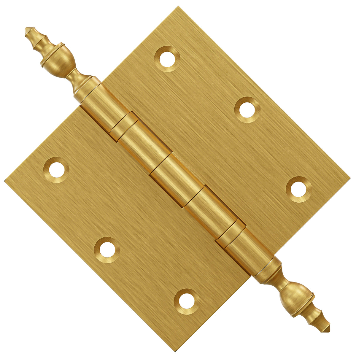 3x3 Inch Solid Brass Ball Bearing Door Hinge - Satin Brass.