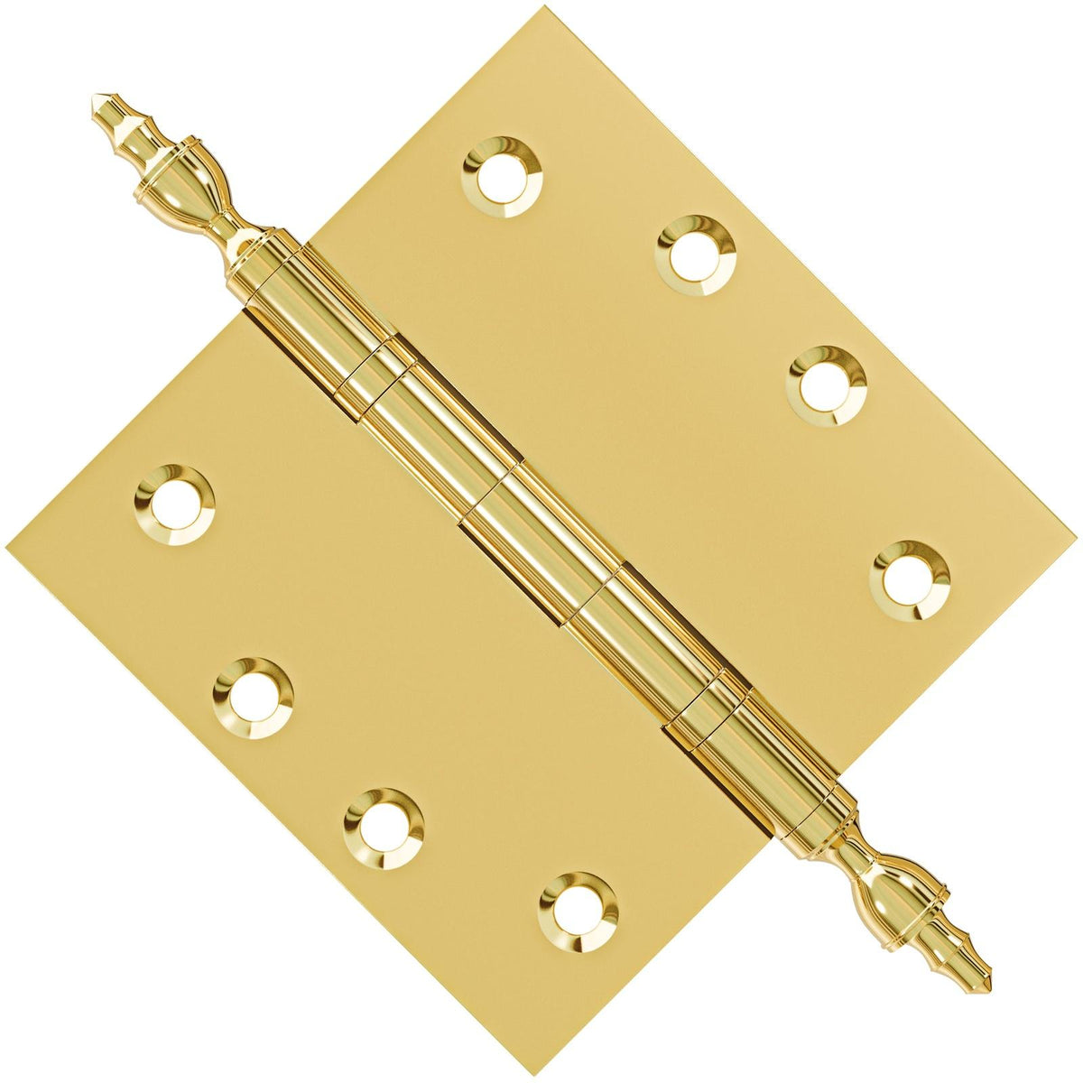 4.5 x 4.5 Inch Solid Brass Ball Bearing Door Hinge - Non Lacquered Polished Brass.