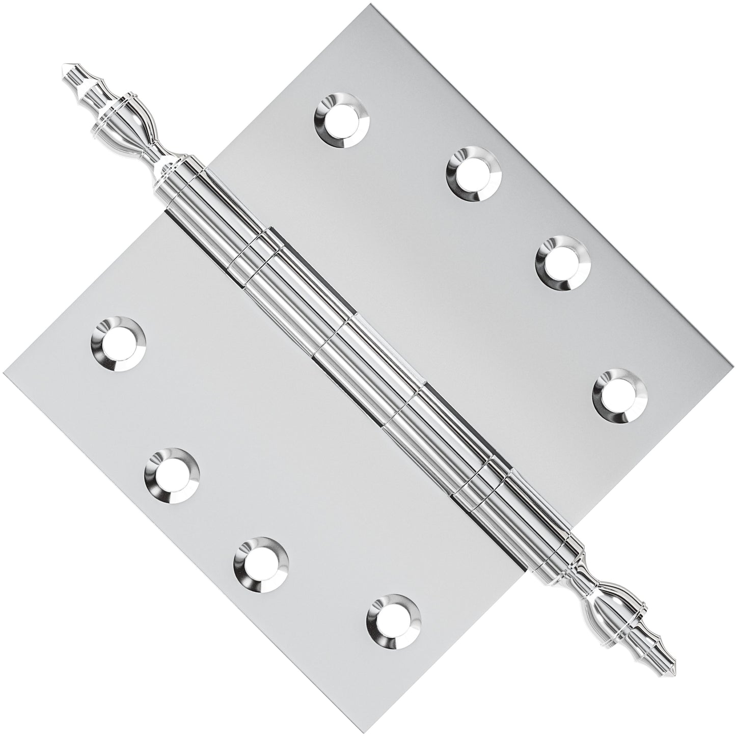 4x4 Inch Solid Brass Ball Bearing Door Hinge - Polished Chrome.