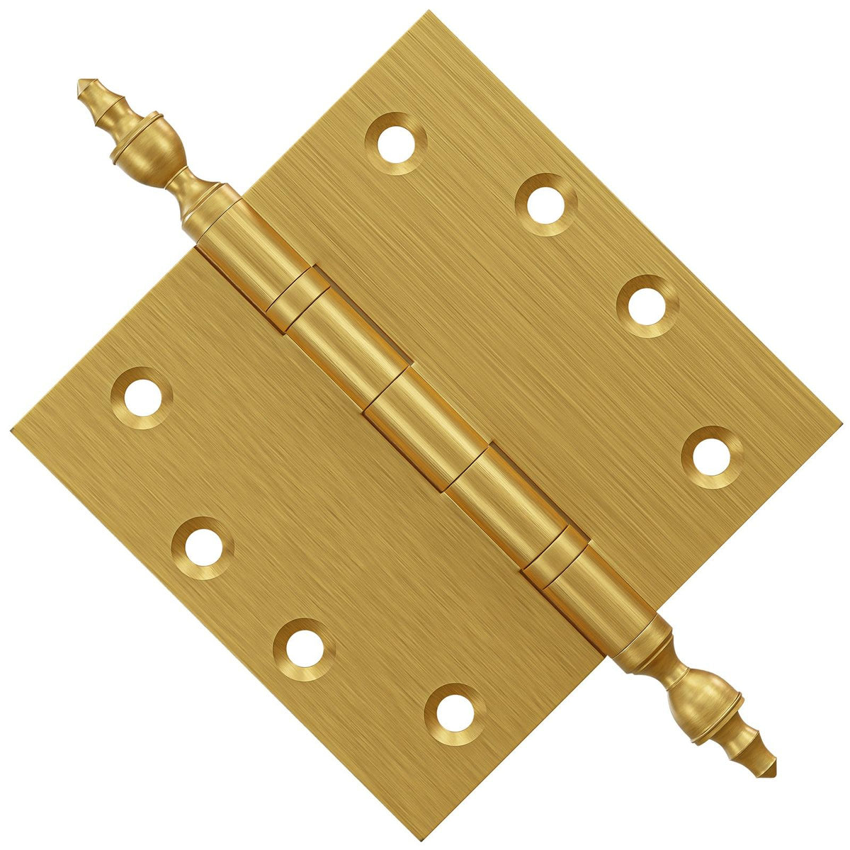 4.5 x 4.5 Inch Solid Brass Ball Bearing Door Hinge - Satin Brass.