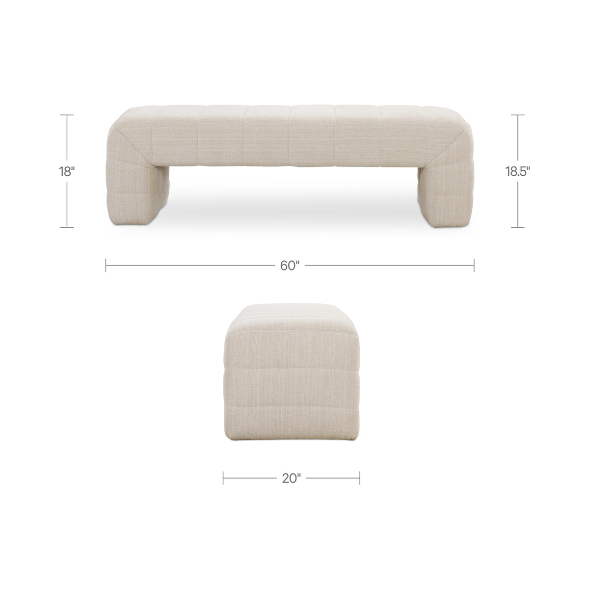 Verity Bench Oatmeal dimensions
