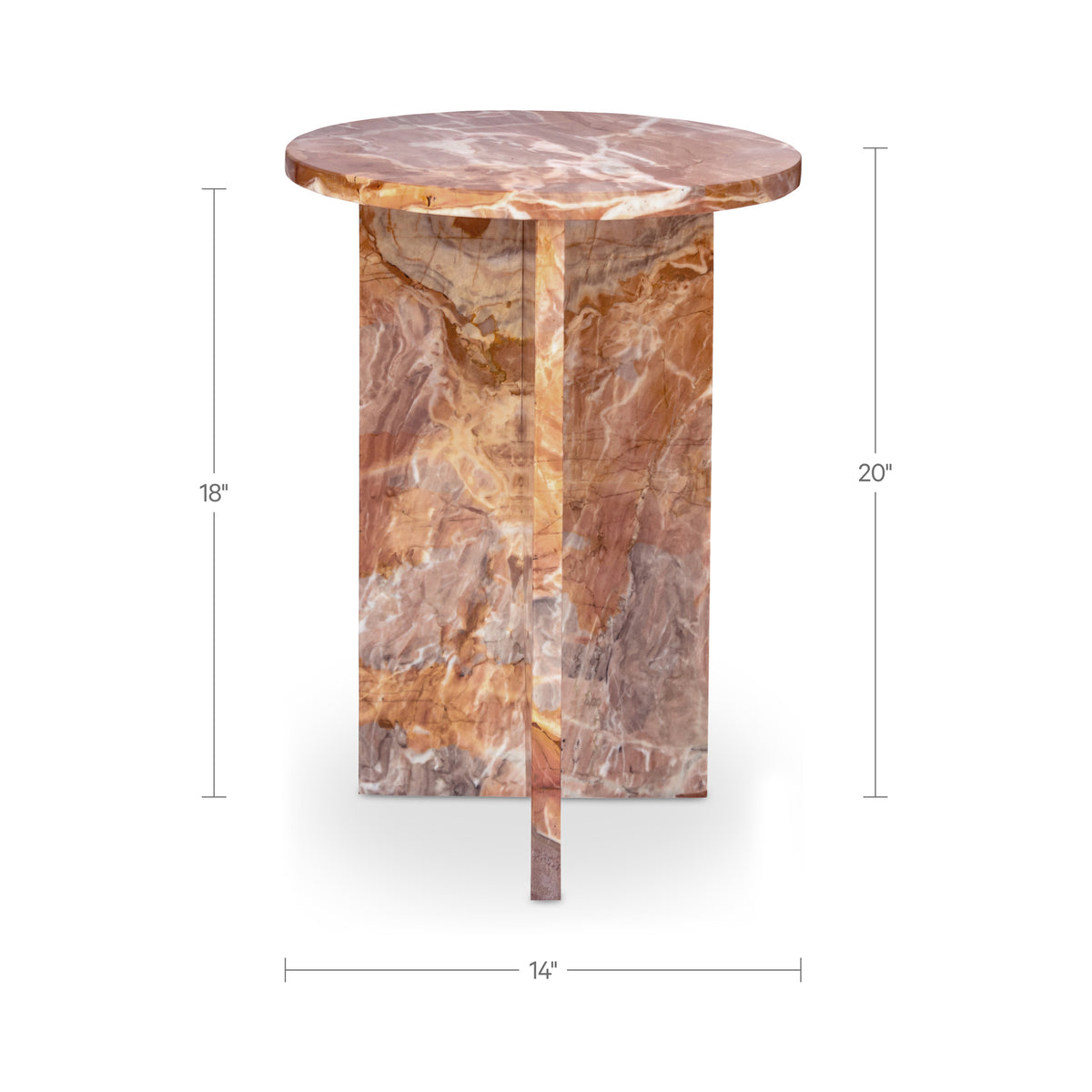 Grace Accent Table Orange Levante Marble - lifestyle view 1