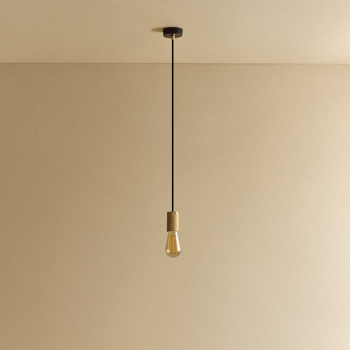 Squirrel Cage Pendant Light in Oak.