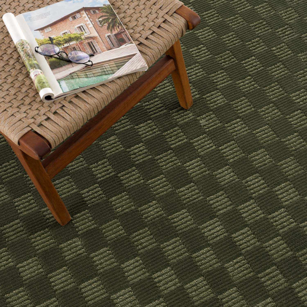 Truls 3D Checkered Washable Rug - Green