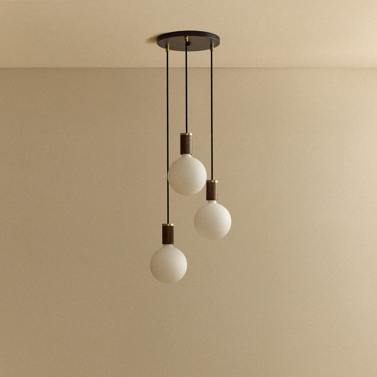 Triple Pendant in Walnut + Sphere IV.