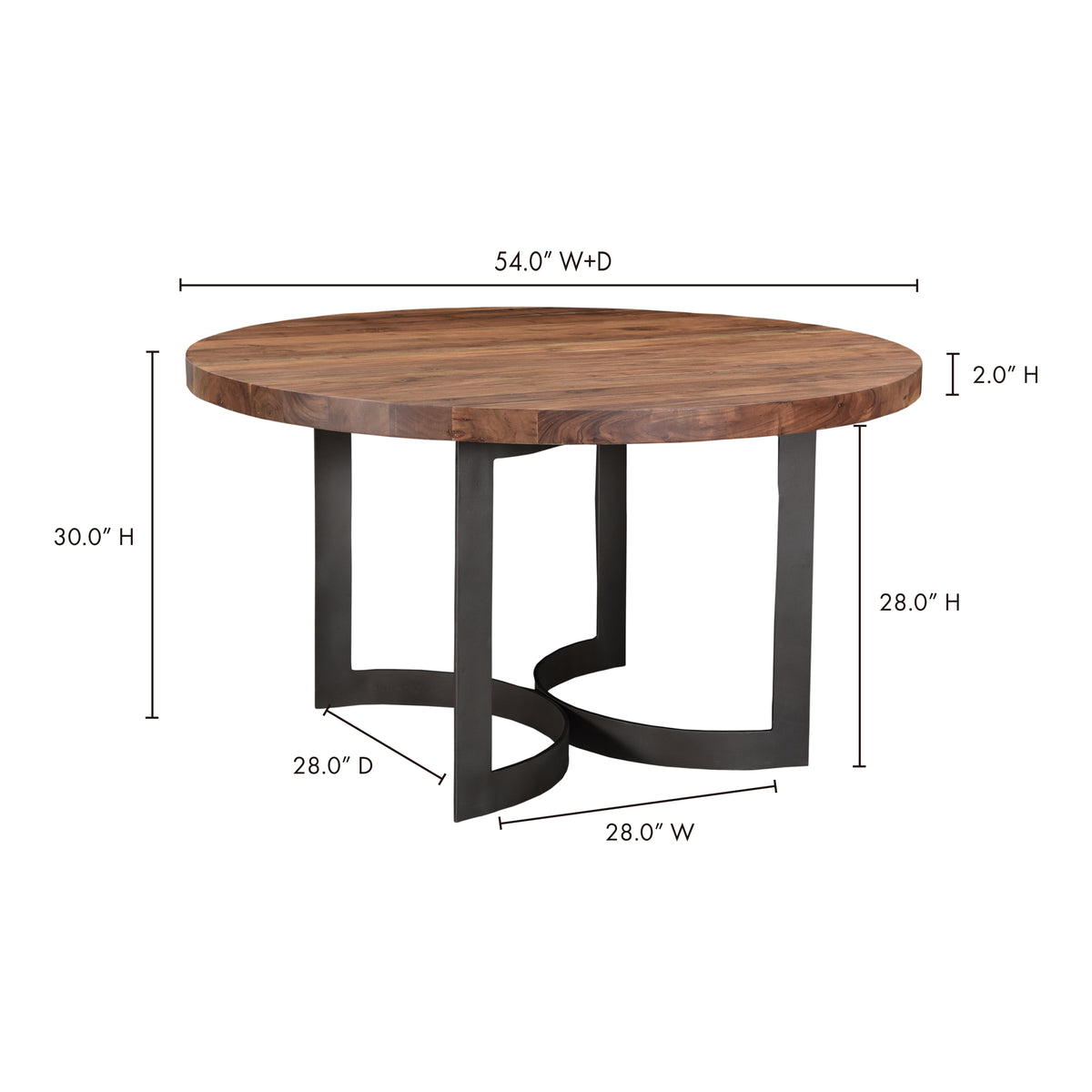 Bent Round Dining Table 54 in Brown - lifestyle 4