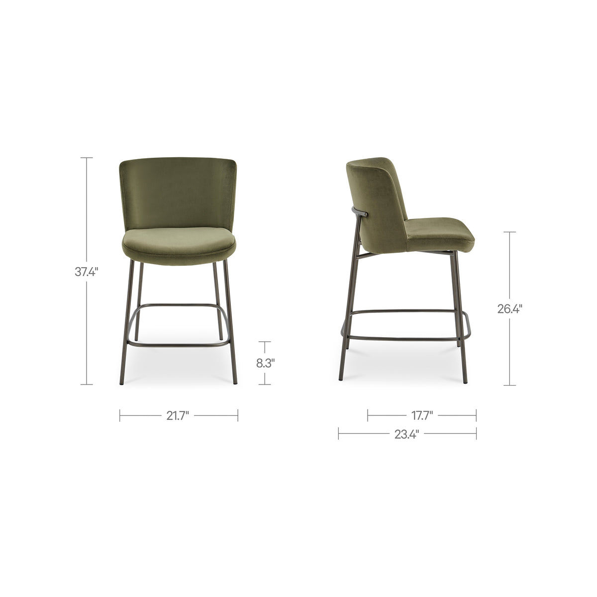 Early Counter Stool Faux Green Mohair view 9