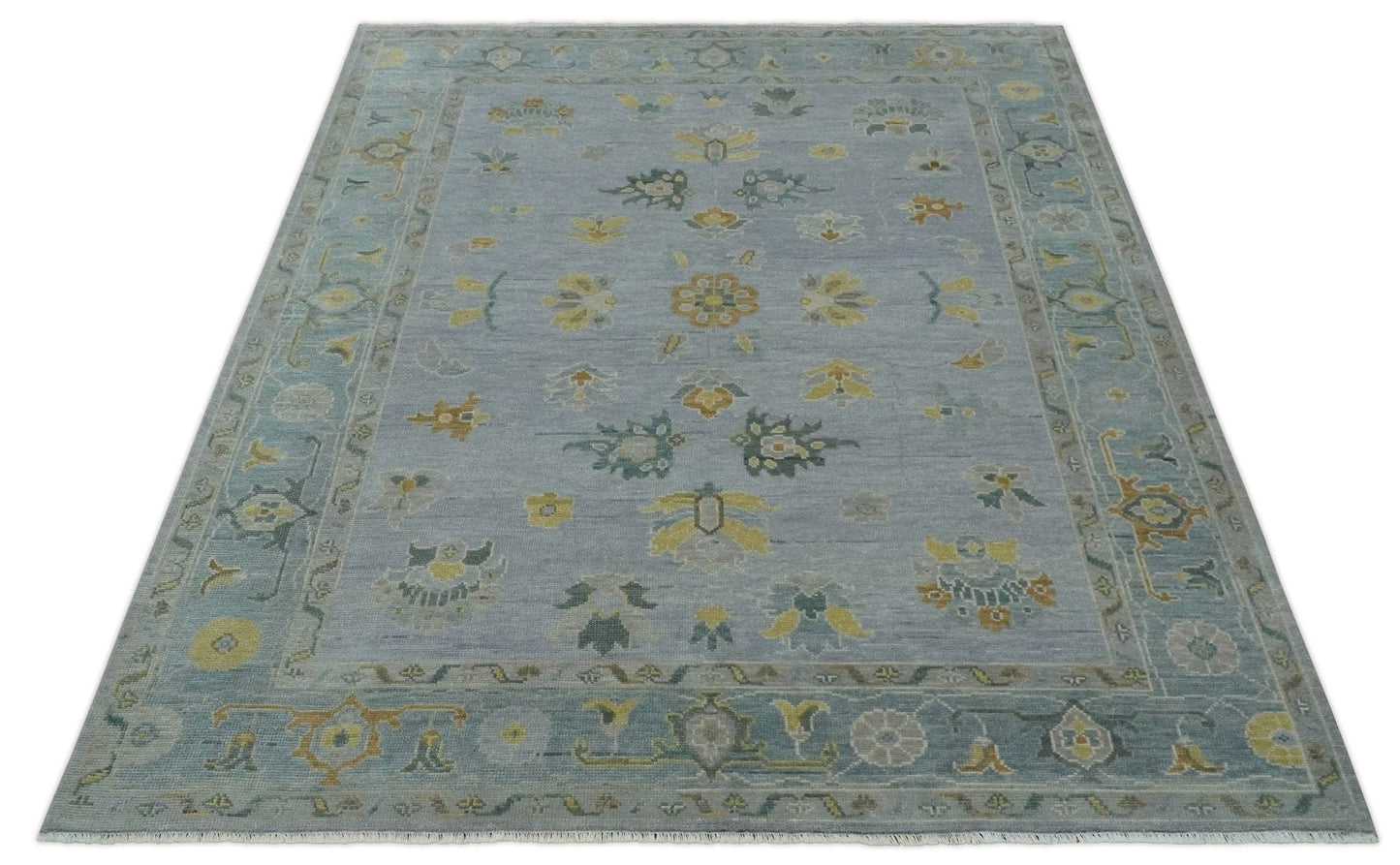 The Rug Decor Area Rug Antique Style Silver and Gray Traditional Hand knotted Oushak Custom Made wool Rug Antique Style Silver and Gray Traditional Hand knotted Oushak Custom Made wool Rug