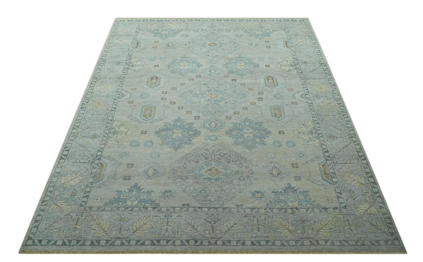 The Rug Decor Area Rug Custom Made Distressed Finished Beige and Gray Traditional mamluk design Low Pile wool Rug Custom Made Distressed Finished Beige and Gray Traditional mamluk design Low Pile wool Rug