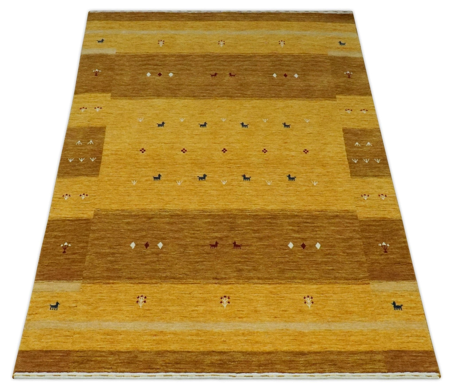 The Rug Decor Area Rug Custom Made Gold Tribal Gabbeh wool Area Rug Custom Made Gold Tribal Gabbeh wool Area Rug
