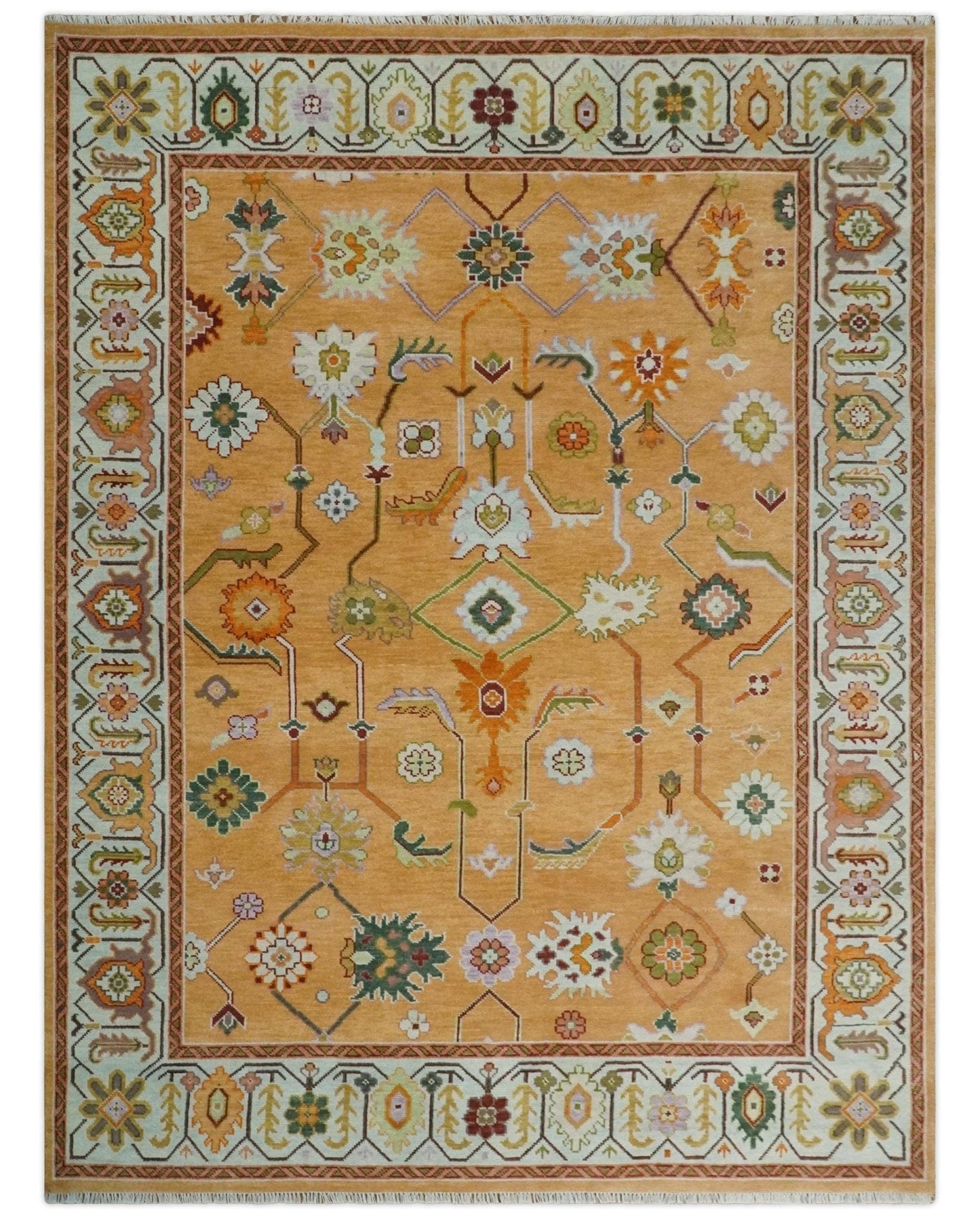 The Rug Decor Area Rug 9x12 Custom Made Traditional Floral Dark Peach and Ivory Hand knotted Multi Size wool Area Rug Custom Made Traditional Floral Dark Peach and Ivory Hand knotted Multi Size wool Area Rug