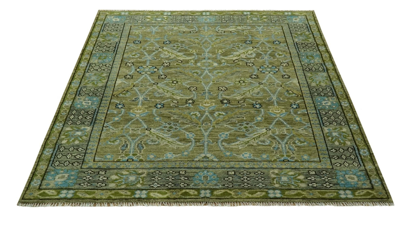 The Rug Decor Area Rug Custom Made Traditional Floral Green and Aqua Hand Knotted wool area rug Custom Made Traditional Floral Green and Aqua Hand Knotted wool area rug