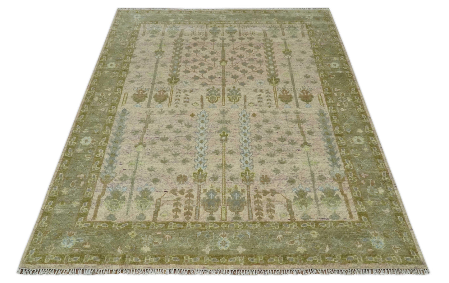 The Rug Decor Area Rug Tree of life Beige, Purple and Olive Hand Knotted Traditional Floral Custom Made wool rug Tree of life Beige, Purple and Olive Hand Knotted Traditional Floral Custom Made wool rug