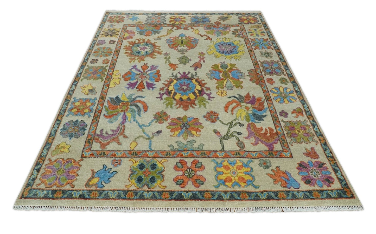 The Rug Decor Area Rug Vibrant Colorful Beige and Rust Traditional Oushak Custom Made wool Area Rug Vibrant Colorful Beige and Rust Traditional Oushak Custom Made wool Area Rug