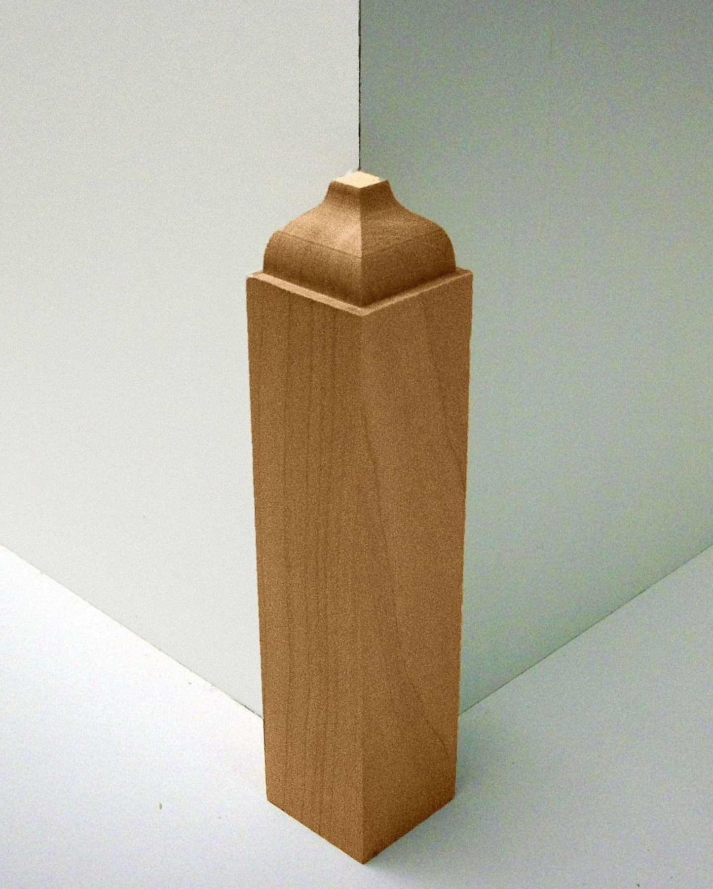 NewMouldings Base Board Corner Blocks Cherry EWBB63 Hardwood Baseboard Outside Corner Block 1-3/8 inch Square x 6-1/2 inch Tall EWBB63 Hardwood Baseboard Outside Corner Block 1-3/8 inch Square x 6-1/2 inch Tall