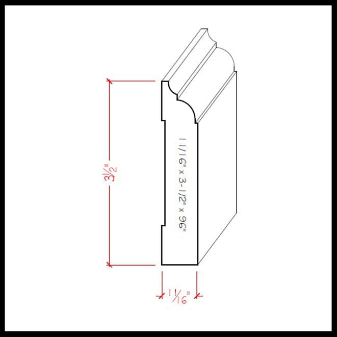 NewMouldings Baseboard EWBB22 Nose and Cove 3-1/2 inch Baseboard Moulding EWBB22 Nose and Cove 3-1/2 inch Baseboard Moulding