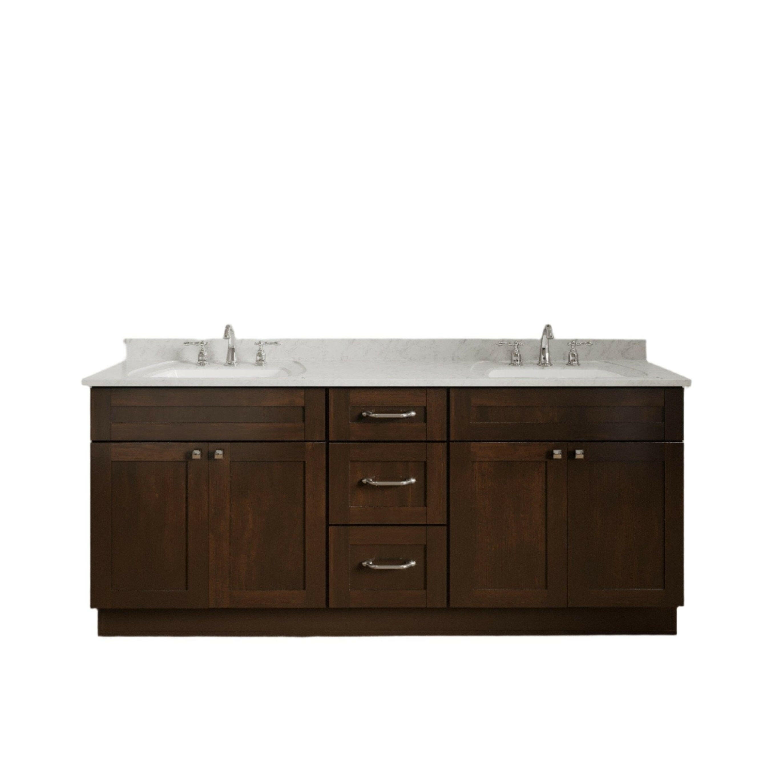 60 Inch Espresso Shaker Double Sink Bathroom Vanity with Drawers – The ...