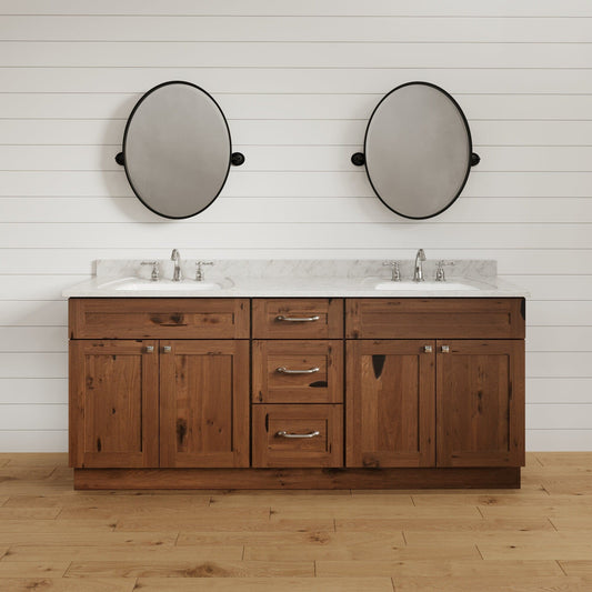 Riley & Higgs Bathroom Vanity 60 Inch Rustic Shaker Double Sink Bathroom Vanity with Drawers
