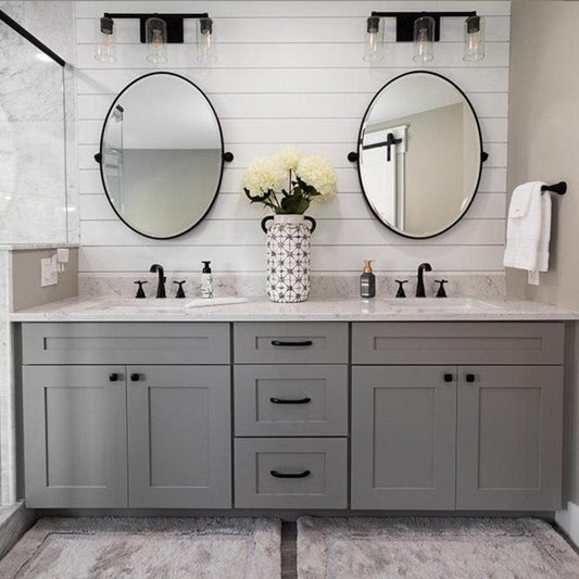 Riley & Higgs Bathroom Vanity 72 Inch Grey Shaker Double Sink Bathroom Vanity with Drawers