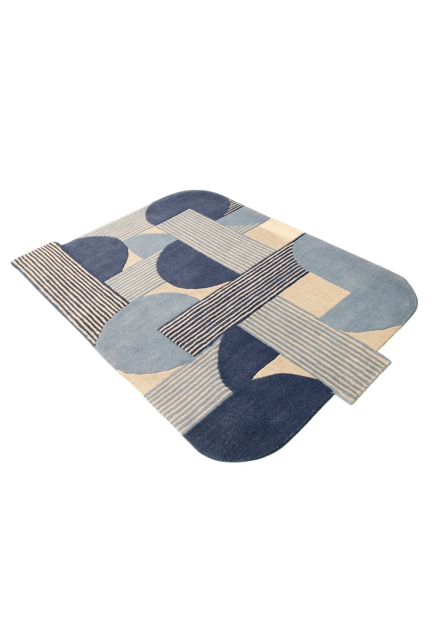 Beige And Gray Modern Stripes Hand Tufted 4x6 Wool Rug