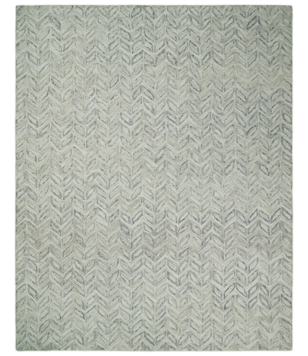 Custom Made Modern Contemporary Beige And Gray Hand Tufted Wool Rug.