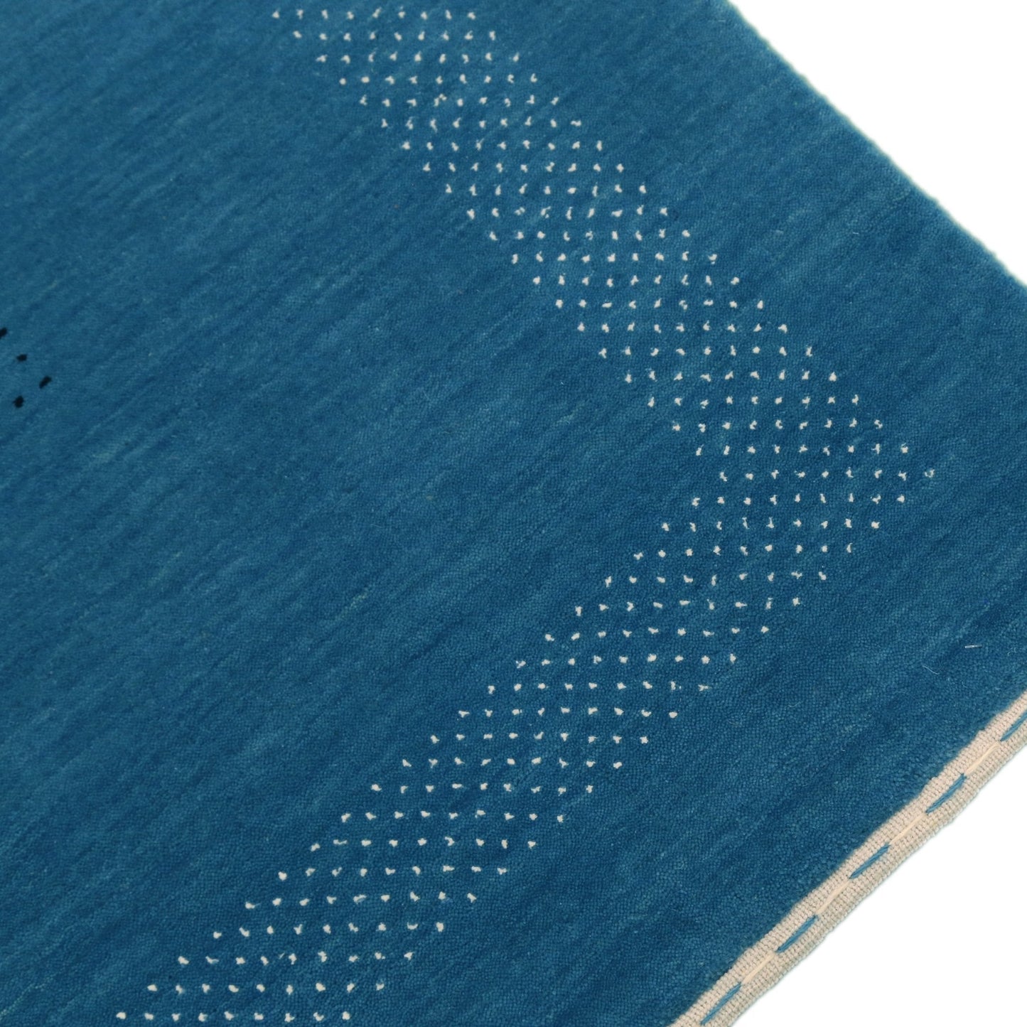 Blue And White Gabbeh Design Hand Loomed Wool Area Rug.