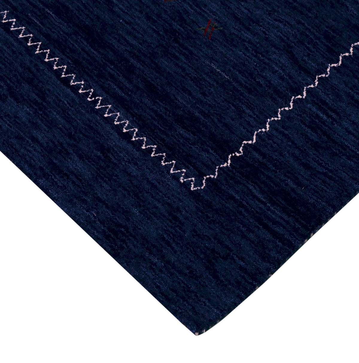 Blue And White Modern Design Hand Loomed Wool Area Rug.