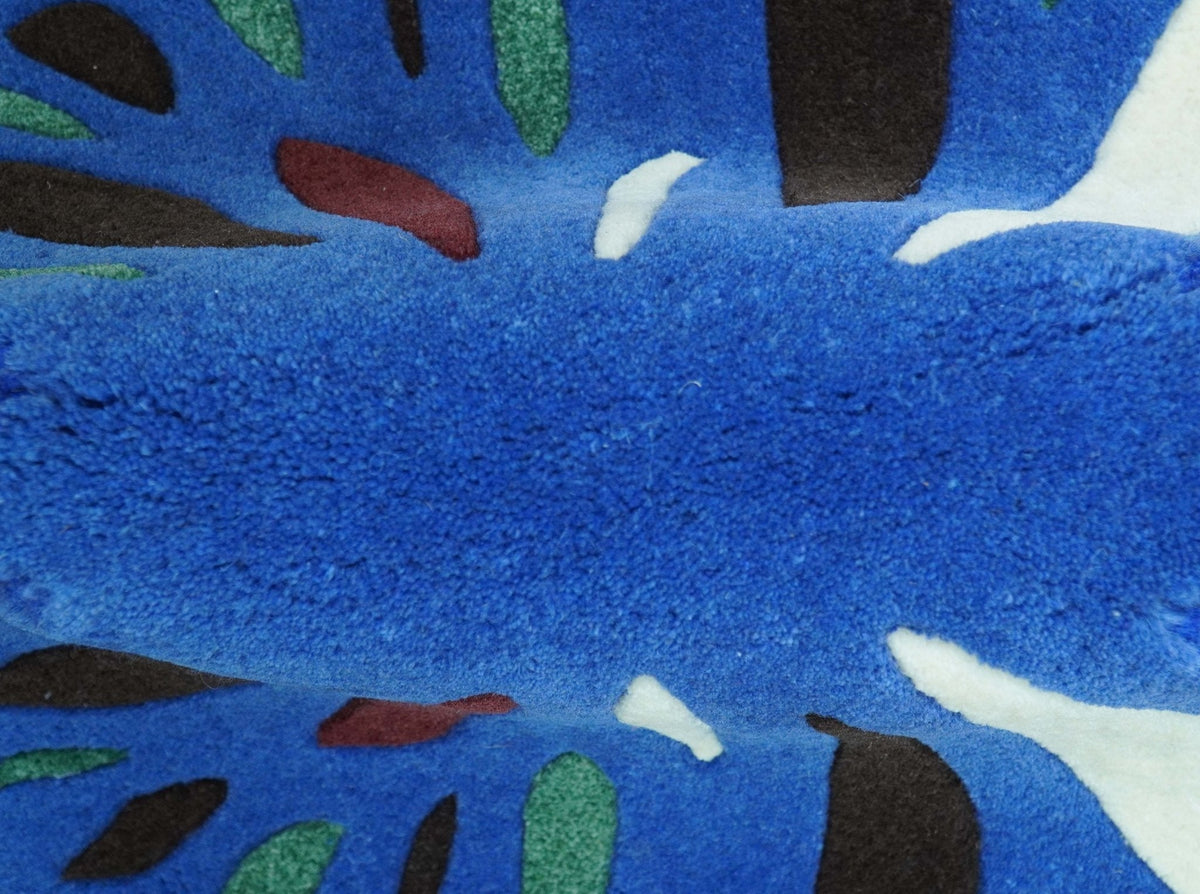 Blue Butterfly Hand Tufted 2x3 Wool Area Rug.