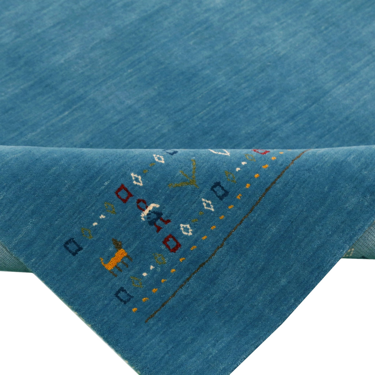 Blue Contemporary Design Hand Loomed Wool Area Rug.