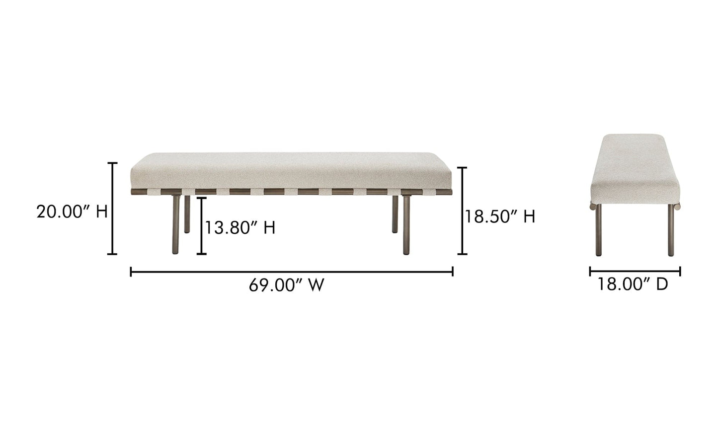 Moe's Home Collection Carson Dining Bench Beige Carson Dining Bench Beige