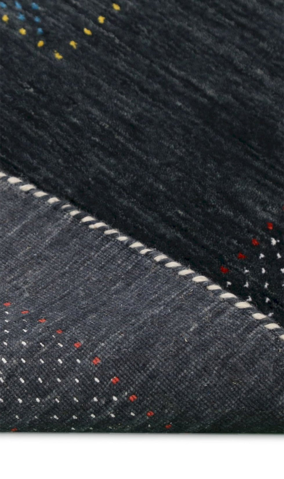 Charcoal Center Pattern Hand Loomed Wool Area Rug.