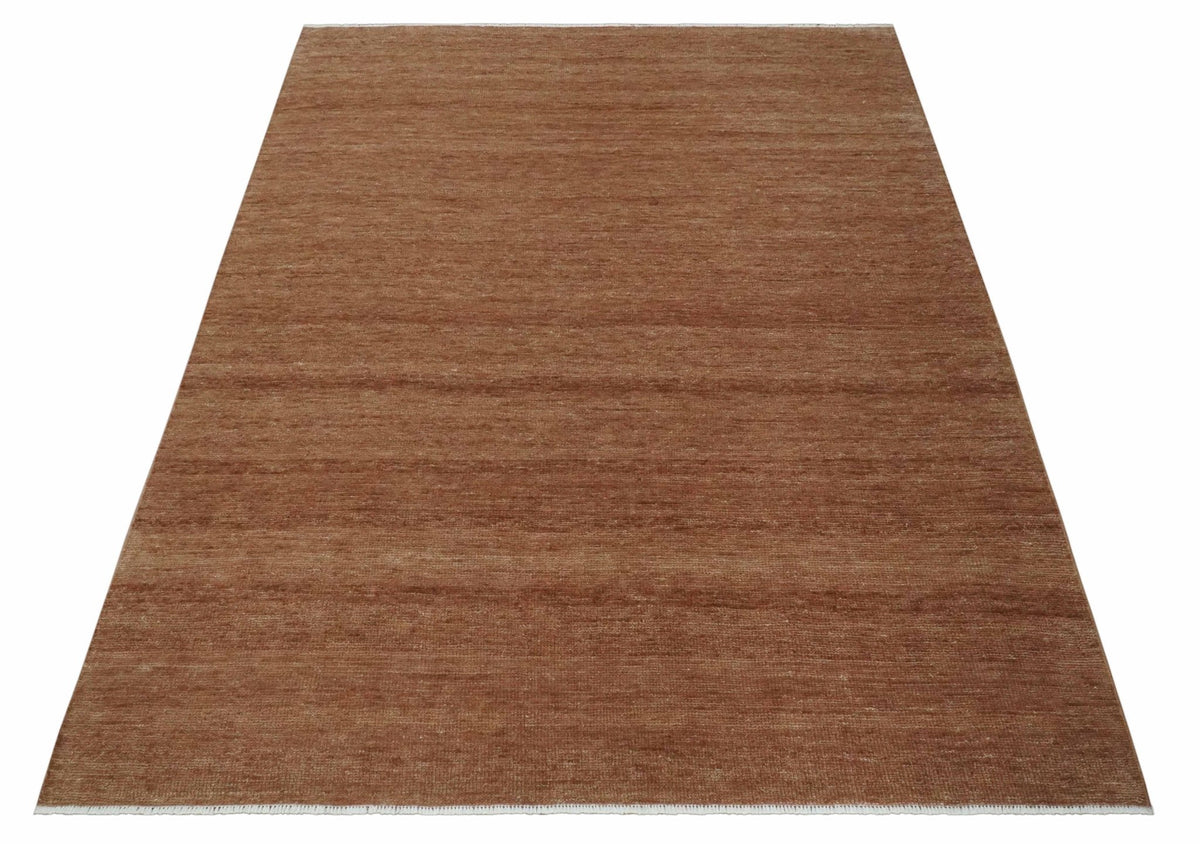 Contemporary Solid Brick Red Hand knotted Custom Made wool Area Rug.